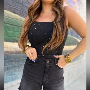 Le Lis Shine On Rhinestone Bodysuit